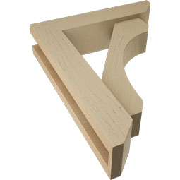 Ekena Millwork - BKTUR0352X14X18LEC06RCPR - Timberthane Faux Wood Legacy Style Bracket w/ Offset Brace, Slat Ends, 3 1/2"W x 14"D x 18"H, Primed Tan