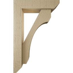 Ekena Millwork - BKTUR0352X14X22LEC06RCPR - Timberthane Faux Wood Legacy Style Bracket w/ Offset Brace, Slat Ends, 3 1/2"W x 14"D x 22"H, Primed Tan