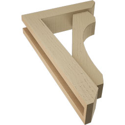 Ekena Millwork - BKTUR0352X14X22LEC06RCPR - Timberthane Faux Wood Legacy Style Bracket w/ Offset Brace, Slat Ends, 3 1/2"W x 14"D x 22"H, Primed Tan