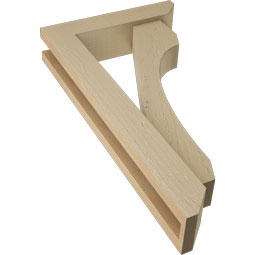 Ekena Millwork - BKTUR0352X14X26LEC06RCPR - Timberthane Faux Wood Legacy Style Bracket w/ Offset Brace, Slat Ends, 3 1/2"W x 14"D x 26"H, Primed Tan