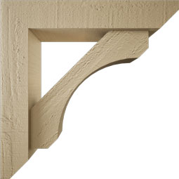 Ekena Millwork - BKTUR0352X16X16LEC06RCPR - Timberthane Faux Wood Legacy Style Bracket w/ Offset Brace, Slat Ends, 3 1/2"W x 16"D x 16"H, Primed Tan