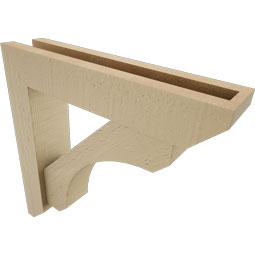 Ekena Millwork - BKTUR0352X16X16LEC06RCPR - Timberthane Faux Wood Legacy Style Bracket w/ Offset Brace, Slat Ends, 3 1/2"W x 16"D x 16"H, Primed Tan