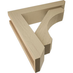 Ekena Millwork - BKTUR0352X16X16LEC06RCPR - Timberthane Faux Wood Legacy Style Bracket w/ Offset Brace, Slat Ends, 3 1/2"W x 16"D x 16"H, Primed Tan