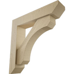 Ekena Millwork - BKTUR0352X16X16LEC06RCPR - Timberthane Faux Wood Legacy Style Bracket w/ Offset Brace, Slat Ends, 3 1/2"W x 16"D x 16"H, Primed Tan