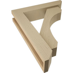 Ekena Millwork - BKTUR0352X16X20LEC06RCPR - Timberthane Faux Wood Legacy Style Bracket w/ Offset Brace, Slat Ends, 3 1/2"W x 16"D x 20"H, Primed Tan
