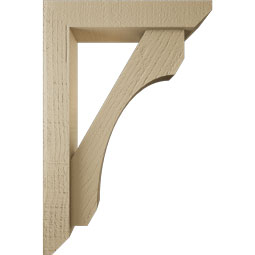 Ekena Millwork - BKTUR0352X16X24LEC06RCPR - Timberthane Faux Wood Legacy Style Bracket w/ Offset Brace, Slat Ends, 3 1/2"W x 16"D x 24"H, Primed Tan