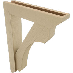 Ekena Millwork - BKTUR0352X16X24LEC06RCPR - Timberthane Faux Wood Legacy Style Bracket w/ Offset Brace, Slat Ends, 3 1/2"W x 16"D x 24"H, Primed Tan
