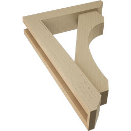 Ekena Millwork - BKTUR0352X16X24LEC06RCPR - Timberthane Faux Wood Legacy Style Bracket w/ Offset Brace, Slat Ends, 3 1/2"W x 16"D x 24"H, Primed Tan