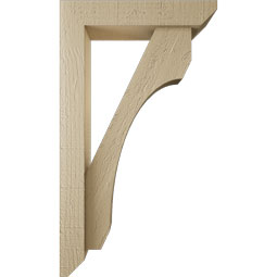 Ekena Millwork - BKTUR0352X16X28LEC06RCPR - Timberthane Faux Wood Legacy Style Bracket w/ Offset Brace, Slat Ends, 3 1/2"W x 16"D x 28"H, Primed Tan