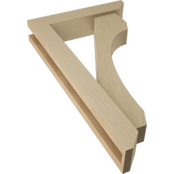 Ekena Millwork - BKTUR0352X16X28LEC06RCPR - Timberthane Faux Wood Legacy Style Bracket w/ Offset Brace, Slat Ends, 3 1/2"W x 16"D x 28"H, Primed Tan