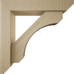 Ekena Millwork - BKTUR0352X18X18LEC06RCPR - Timberthane Faux Wood Legacy Style Bracket w/ Offset Brace, Slat Ends, 3 1/2"W x 18"D x 18"H, Primed Tan