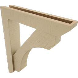Ekena Millwork - BKTUR0352X18X22LEC06RCPR - Timberthane Faux Wood Legacy Style Bracket w/ Offset Brace, Slat Ends, 3 1/2"W x 18"D x 22"H, Primed Tan