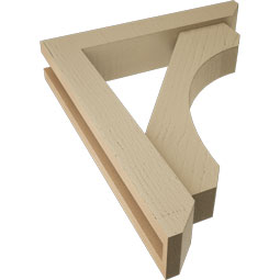 Ekena Millwork - BKTUR0352X18X22LEC06RCPR - Timberthane Faux Wood Legacy Style Bracket w/ Offset Brace, Slat Ends, 3 1/2"W x 18"D x 22"H, Primed Tan