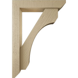 Ekena Millwork - BKTUR0352X18X26LEC06RCPR - Timberthane Faux Wood Legacy Style Bracket w/ Offset Brace, Slat Ends, 3 1/2"W x 18"D x 26"H, Primed Tan