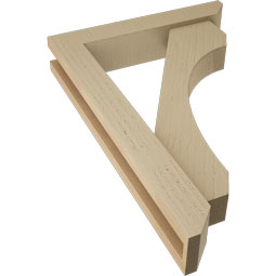 Ekena Millwork - BKTUR0352X18X26LEC06RCPR - Timberthane Faux Wood Legacy Style Bracket w/ Offset Brace, Slat Ends, 3 1/2"W x 18"D x 26"H, Primed Tan