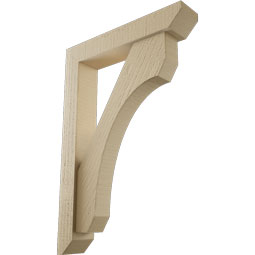 Ekena Millwork - BKTUR0352X18X26LEC06RCPR - Timberthane Faux Wood Legacy Style Bracket w/ Offset Brace, Slat Ends, 3 1/2"W x 18"D x 26"H, Primed Tan