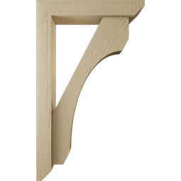 Ekena Millwork - BKTUR0352X18X30LEC06RCPR - Timberthane Faux Wood Legacy Style Bracket w/ Offset Brace, Slat Ends, 3 1/2"W x 18"D x 30"H, Primed Tan
