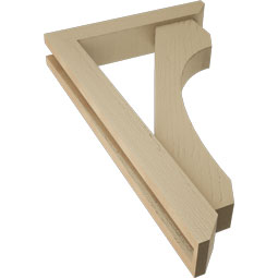Ekena Millwork - BKTUR0352X18X30LEC06RCPR - Timberthane Faux Wood Legacy Style Bracket w/ Offset Brace, Slat Ends, 3 1/2"W x 18"D x 30"H, Primed Tan