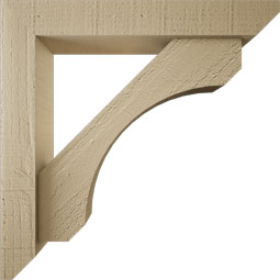 Ekena Millwork - BKTUR0352X20X20LEC06RCPR - Timberthane Faux Wood Legacy Style Bracket w/ Offset Brace, Slat Ends, 3 1/2"W x 20"D x 20"H, Primed Tan