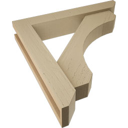 Ekena Millwork - BKTUR0352X20X20LEC06RCPR - Timberthane Faux Wood Legacy Style Bracket w/ Offset Brace, Slat Ends, 3 1/2"W x 20"D x 20"H, Primed Tan