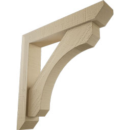 Ekena Millwork - BKTUR0352X20X20LEC06RCPR - Timberthane Faux Wood Legacy Style Bracket w/ Offset Brace, Slat Ends, 3 1/2"W x 20"D x 20"H, Primed Tan