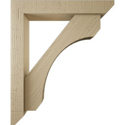 Ekena Millwork - BKTUR0352X20X24LEC06RCPR - Timberthane Faux Wood Legacy Style Bracket w/ Offset Brace, Slat Ends, 3 1/2"W x 20"D x 24"H, Primed Tan