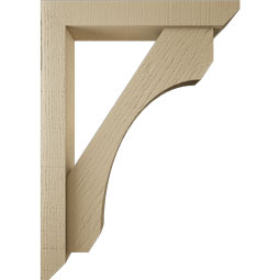 Ekena Millwork - BKTUR0352X20X28LEC06RCPR - Timberthane Faux Wood Legacy Style Bracket w/ Offset Brace, Slat Ends, 3 1/2"W x 20"D x 28"H, Primed Tan