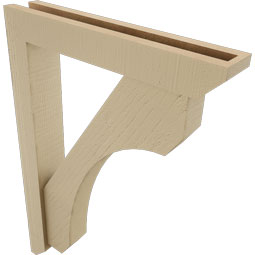 Ekena Millwork - BKTUR0352X20X28LEC06RCPR - Timberthane Faux Wood Legacy Style Bracket w/ Offset Brace, Slat Ends, 3 1/2"W x 20"D x 28"H, Primed Tan