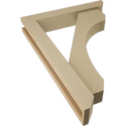 Ekena Millwork - BKTUR0352X20X28LEC06RCPR - Timberthane Faux Wood Legacy Style Bracket w/ Offset Brace, Slat Ends, 3 1/2"W x 20"D x 28"H, Primed Tan