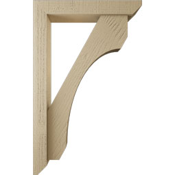 Ekena Millwork - BKTUR0352X20X32LEC06RCPR - Timberthane Faux Wood Legacy Style Bracket w/ Offset Brace, Slat Ends, 3 1/2"W x 20"D x 32"H, Primed Tan