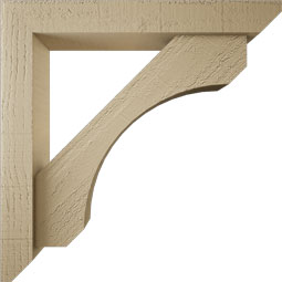 Ekena Millwork - BKTUR0352X22X22LEC06RCPR - Timberthane Faux Wood Legacy Style Bracket w/ Offset Brace, Slat Ends, 3 1/2"W x 22"D x 22"H, Primed Tan