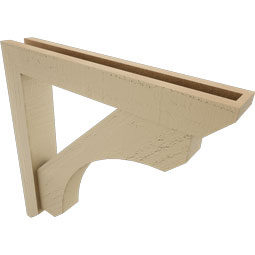 Ekena Millwork - BKTUR0352X22X22LEC06RCPR - Timberthane Faux Wood Legacy Style Bracket w/ Offset Brace, Slat Ends, 3 1/2"W x 22"D x 22"H, Primed Tan