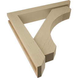 Ekena Millwork - BKTUR0352X22X22LEC06RCPR - Timberthane Faux Wood Legacy Style Bracket w/ Offset Brace, Slat Ends, 3 1/2"W x 22"D x 22"H, Primed Tan