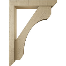 Ekena Millwork - BKTUR0352X22X30LEC06RCPR - Timberthane Faux Wood Legacy Style Bracket w/ Offset Brace, Slat Ends, 3 1/2"W x 22"D x 30"H, Primed Tan