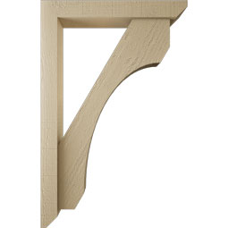 Ekena Millwork - BKTUR0352X22X34LEC06RCPR - Timberthane Faux Wood Legacy Style Bracket w/ Offset Brace, Slat Ends, 3 1/2"W x 22"D x 34"H, Primed Tan