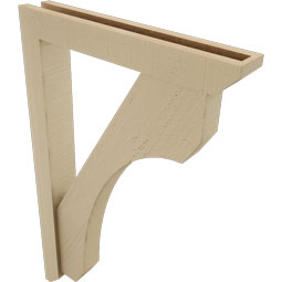 Ekena Millwork - BKTUR0352X22X34LEC06RCPR - Timberthane Faux Wood Legacy Style Bracket w/ Offset Brace, Slat Ends, 3 1/2"W x 22"D x 34"H, Primed Tan