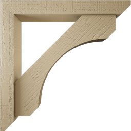 Ekena Millwork - BKTUR0352X24X24LEC06RCPR - Timberthane Faux Wood Legacy Style Bracket w/ Offset Brace, Slat Ends, 3 1/2"W x 24"D x 24"H, Primed Tan