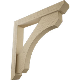 Ekena Millwork - BKTUR0352X24X24LEC06RCPR - Timberthane Faux Wood Legacy Style Bracket w/ Offset Brace, Slat Ends, 3 1/2"W x 24"D x 24"H, Primed Tan