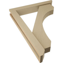 Ekena Millwork - BKTUR0352X24X32LEC06RCPR - Timberthane Faux Wood Legacy Style Bracket w/ Offset Brace, Slat Ends, 3 1/2"W x 24"D x 32"H, Primed Tan