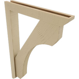 Ekena Millwork - BKTUR0352X24X36LEC06RCPR - Timberthane Faux Wood Legacy Style Bracket w/ Offset Brace, Slat Ends, 3 1/2"W x 24"D x 36"H, Primed Tan