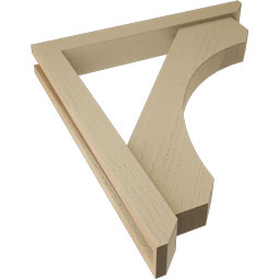 Ekena Millwork - BKTUR0352X26X30LEC06RCPR - Timberthane Faux Wood Legacy Style Bracket w/ Offset Brace, Slat Ends, 3 1/2"W x 26"D x 30"H, Primed Tan