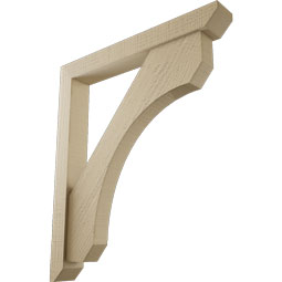 Ekena Millwork - BKTUR0352X26X30LEC06RCPR - Timberthane Faux Wood Legacy Style Bracket w/ Offset Brace, Slat Ends, 3 1/2"W x 26"D x 30"H, Primed Tan