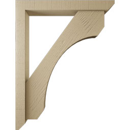 Ekena Millwork - BKTUR0352X26X34LEC06RCPR - Timberthane Faux Wood Legacy Style Bracket w/ Offset Brace, Slat Ends, 3 1/2"W x 26"D x 34"H, Primed Tan