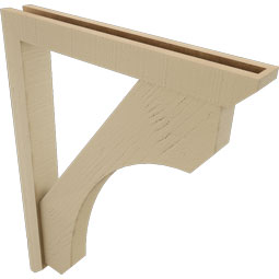 Ekena Millwork - BKTUR0352X26X34LEC06RCPR - Timberthane Faux Wood Legacy Style Bracket w/ Offset Brace, Slat Ends, 3 1/2"W x 26"D x 34"H, Primed Tan