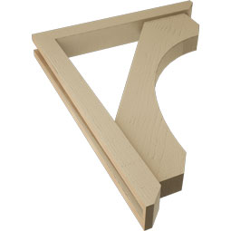 Ekena Millwork - BKTUR0352X26X34LEC06RCPR - Timberthane Faux Wood Legacy Style Bracket w/ Offset Brace, Slat Ends, 3 1/2"W x 26"D x 34"H, Primed Tan