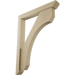Ekena Millwork - BKTUR0352X26X34LEC06RCPR - Timberthane Faux Wood Legacy Style Bracket w/ Offset Brace, Slat Ends, 3 1/2"W x 26"D x 34"H, Primed Tan