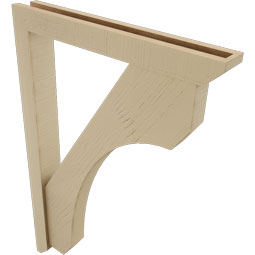 Ekena Millwork - BKTUR0352X26X38LEC06RCPR - Timberthane Faux Wood Legacy Style Bracket w/ Offset Brace, Slat Ends, 3 1/2"W x 26"D x 38"H, Primed Tan