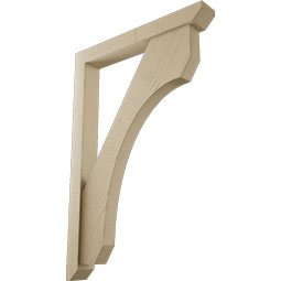 Ekena Millwork - BKTUR0352X26X38LEC06RCPR - Timberthane Faux Wood Legacy Style Bracket w/ Offset Brace, Slat Ends, 3 1/2"W x 26"D x 38"H, Primed Tan