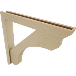 Ekena Millwork - BKTUR0352X28X28LEC06RCPR - Timberthane Faux Wood Legacy Style Bracket w/ Offset Brace, Slat Ends, 3 1/2"W x 28"D x 28"H, Primed Tan