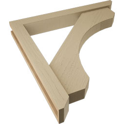 Ekena Millwork - BKTUR0352X28X28LEC06RCPR - Timberthane Faux Wood Legacy Style Bracket w/ Offset Brace, Slat Ends, 3 1/2"W x 28"D x 28"H, Primed Tan